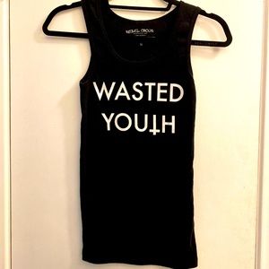 Wasted Youth Black Sleeveless/Tank Top Size Small